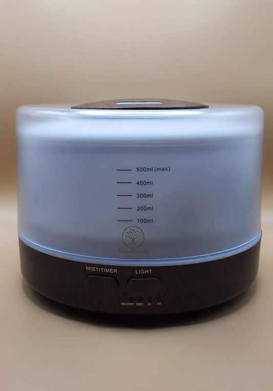 Deep wood grain aromatherapy diffuser.